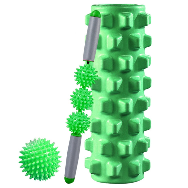 3 in 1 Eva Foam Roller Hollow Muscle Relaxation Roller Yoga Column Set, Length: 45cm (Green Wolf Tooth)