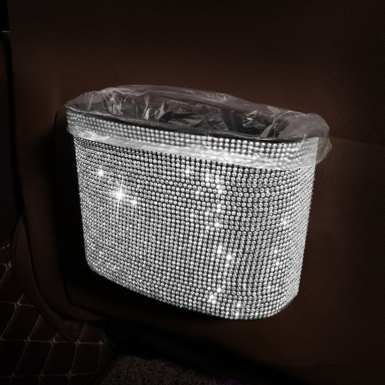 Car-Studded Trash Can Personality Car Hanging Trash Bag Multi-Function Car Storage Box(Colorful Diamonds)