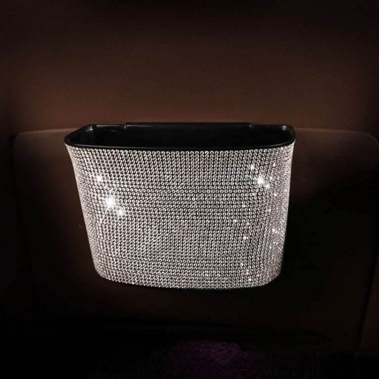 Car-Studded Trash Can Personality Car Hanging Trash Bag Multi-Function Car Storage Box(Colorful Diamonds)