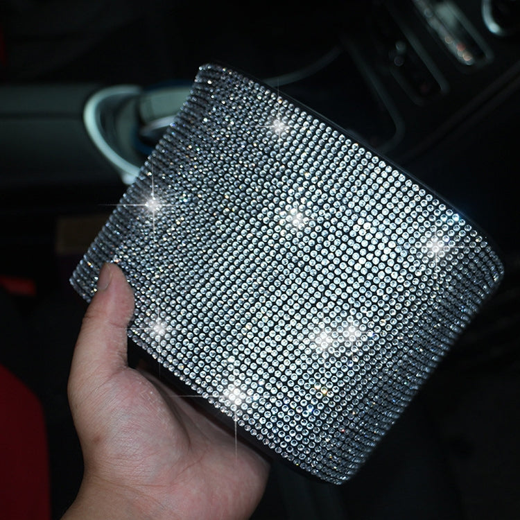 Car-Studded Trash Can Personality Car Hanging Trash Bag Multi-Function Car Storage Box(Colorful Diamonds)