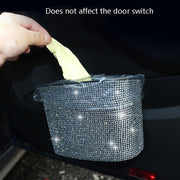 Car-Studded Trash Can Personality Car Hanging Trash Bag Multi-Function Car Storage Box(Colorful Diamonds)