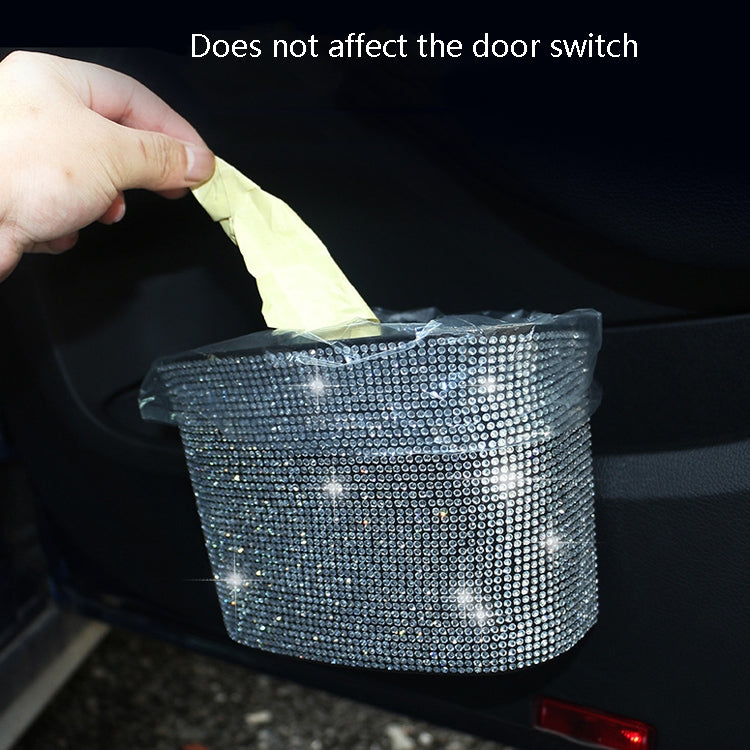 Car-Studded Trash Can Personality Car Hanging Trash Bag Multi-Function Car Storage Box(Colorful Diamonds)