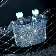 Car-Studded Trash Can Personality Car Hanging Trash Bag Multi-Function Car Storage Box(Colorful Diamonds)