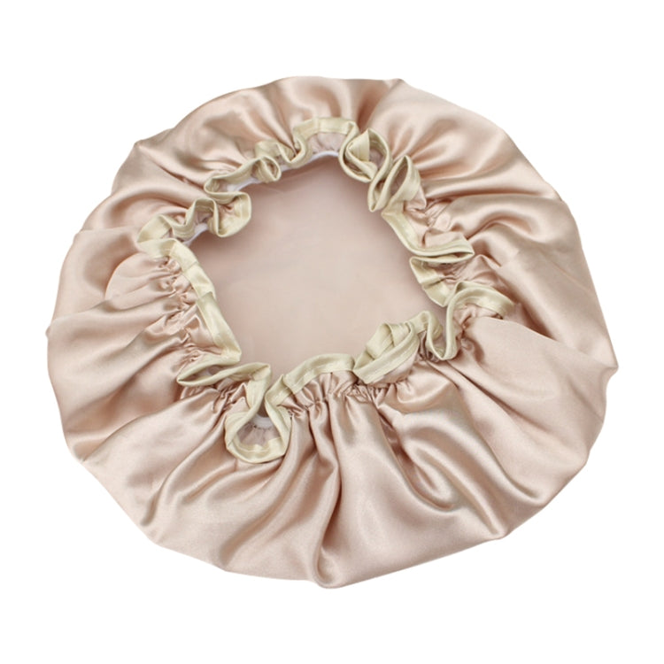 Lovely Thick Women Satin Colorful Double Water-resistant Hair Cover Bathing Cap(Gold)