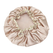 Lovely Thick Women Satin Colorful Double Water-resistant Hair Cover Bathing Cap(Gold)
