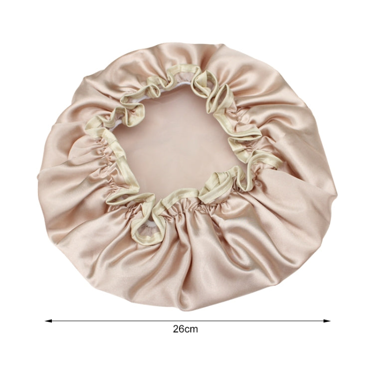 Lovely Thick Women Satin Colorful Double Water-resistant Hair Cover Bathing Cap(Gold)