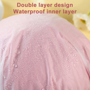 Lovely Thick Women Satin Colorful Double Water-resistant Hair Cover Bathing Cap(Gold)