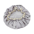 Lovely Thick Women Satin Colorful Double Waterproof Hair Cover Bathing Cap(Grey) - Bath Supplies by PMC TechLife | Online Shopping South Africa | PMC TechLife | Buy Now Pay Later Mobicred