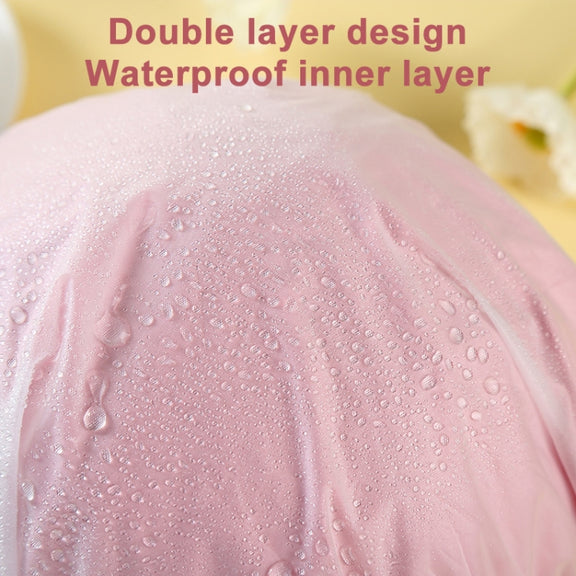 Lovely Thick Women Satin Colorful Double Water-resistant Hair Cover Bathing Cap(Grey)
