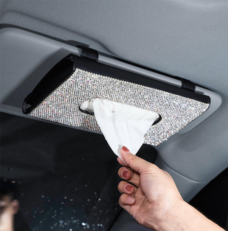 Car Tissue Box Car Hanging Sun Visor Pumping Box(Black White Diamonds)