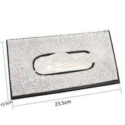 Car Tissue Box Car Hanging Sun Visor Pumping Box(Beige White Diamonds)