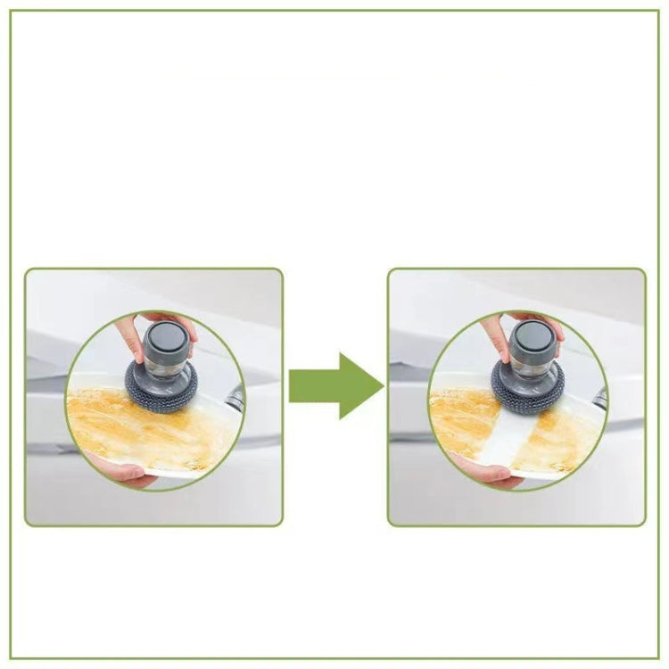 Multifunctional Push-Type Cleaning Brush Kitchen Detergent Automatic Liquid Addition Dishwashing Brush(Steel Ball Pot Brush)