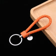 Woven Leather Cord Keychain Car Pendant Leather Key Ring Baotou With Small Round Piece(Orange) - Key Rings by PMC TechLife | Online Shopping South Africa | PMC TechLife