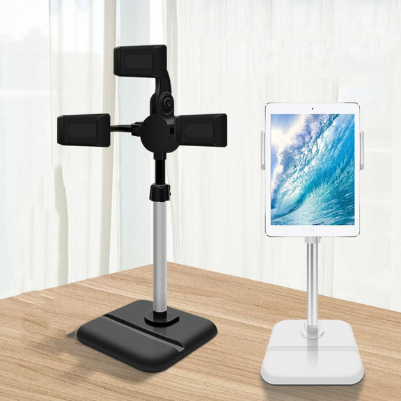 Telescopic Adjustment Live Frame Desktop Tablet Mobile Phone Bracket, Specification: K06 Three-seat  (Black)