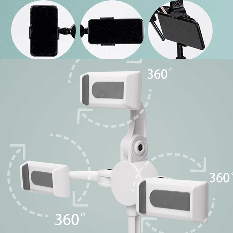 Telescopic Adjustment Live Frame Desktop Tablet Mobile Phone Bracket, Specification: K06 Three-seat  (Black)