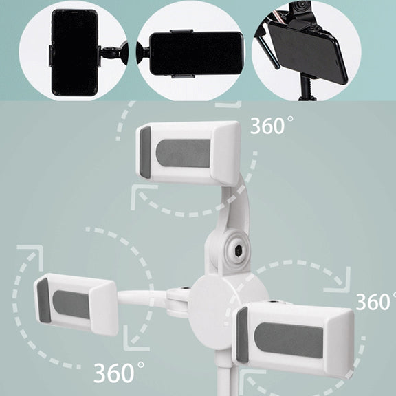 Telescopic Adjustment Live Frame Desktop Tablet Mobile Phone Bracket, Specification: K06 Three-seat  (Black)