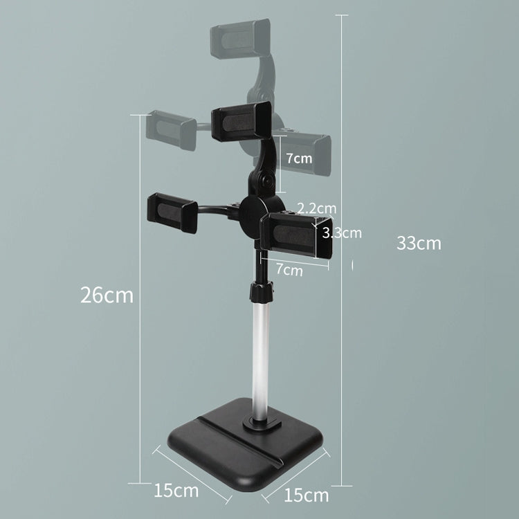 Telescopic Adjustment Live Frame Desktop Tablet Mobile Phone Bracket, Specification: K06 Three-seat  (Black)
