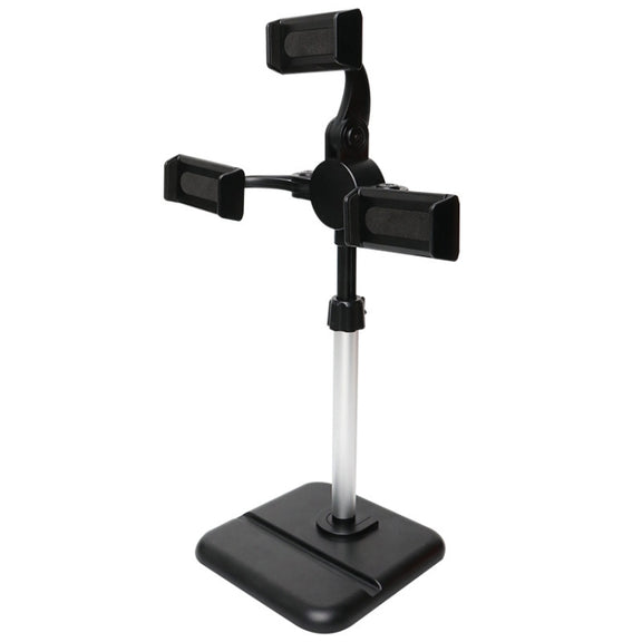 Telescopic Adjustment Live Frame Desktop Tablet Mobile Phone Bracket, Specification: K06 Three-seat  (Black)