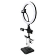 Telescopic Adjustment Live Frame Desktop Tablet Mobile Phone Bracket, Specification: K07 Three-seat With Fill Light  (Black) - Stand by PMC TechLife | Online Shopping South Africa | PMC TechLife | Buy Now Pay Later Mobicred