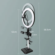 Telescopic Adjustment Live Frame Desktop Tablet Mobile Phone Bracket, Specification: K07 Three-seat With Fill Light  (Black)