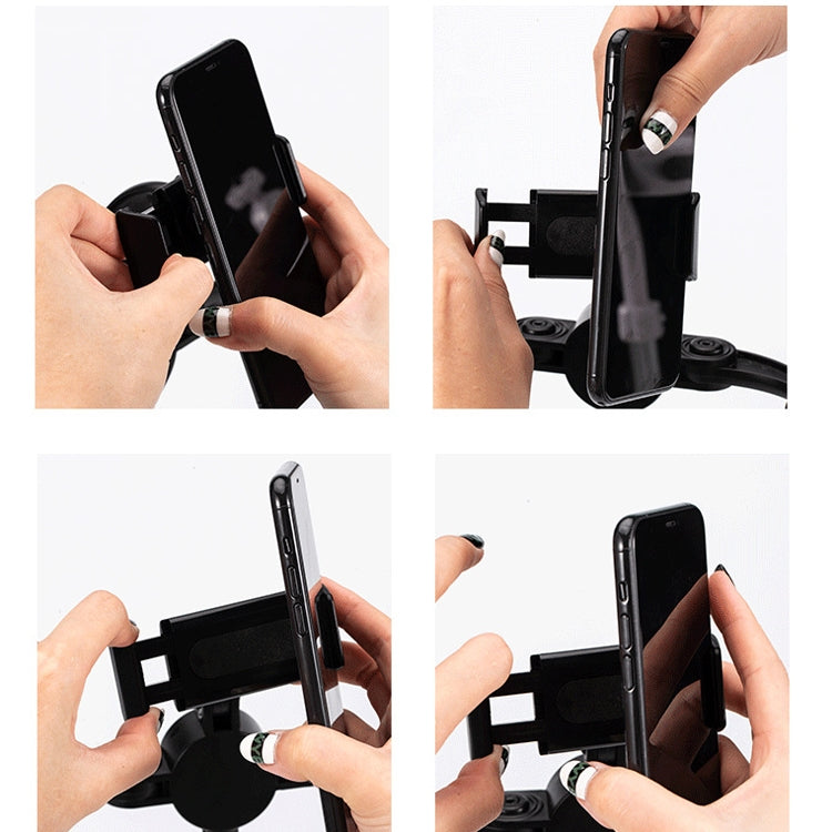 Telescopic Adjustment Live Frame Desktop Tablet Mobile Phone Bracket, Specification: K07 Three-seat With Fill Light  (Black)