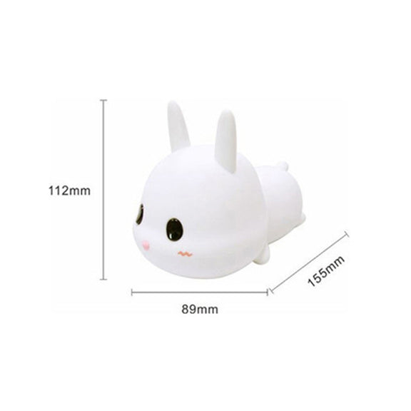 Cute Rabbit Pet Night Light Bedside Nursing Eye Protection Children Sleeping Silicone Lamp(Press Version)