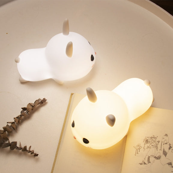 Cute Rabbit Pet Night Light Bedside Nursing Eye Protection Children Sleeping Silicone Lamp(Press Version)