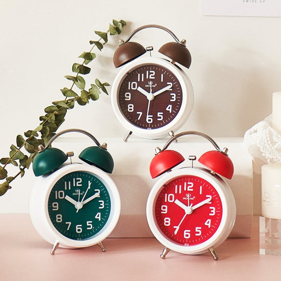 6016 Simple Bell Small Alarm Clock Students Learning Bedside Clock With Night Light(Green)