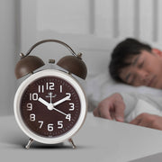 6016 Simple Bell Small Alarm Clock Students Learning Bedside Clock With Night Light(Green)