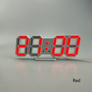 6609 3D Stereo LED Alarm Clock Living Room 3D Wall Clock, Colour: Red