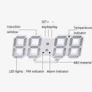6609 3D Stereo LED Alarm Clock Living Room 3D Wall Clock, Colour: Red
