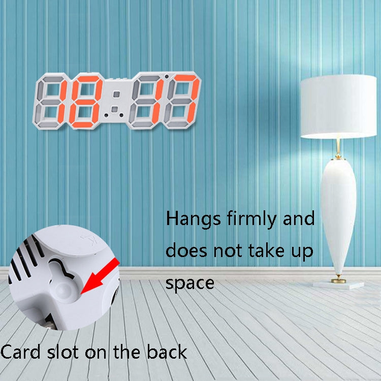 6609 3D Stereo LED Alarm Clock Living Room 3D Wall Clock, Colour: Red