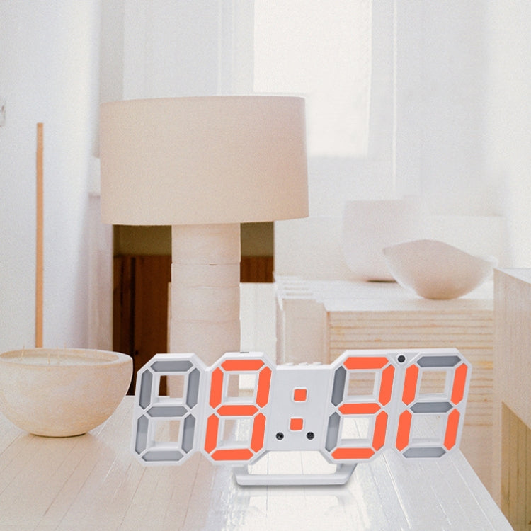 6609 3D Stereo LED Alarm Clock Living Room 3D Wall Clock, Colour: Red