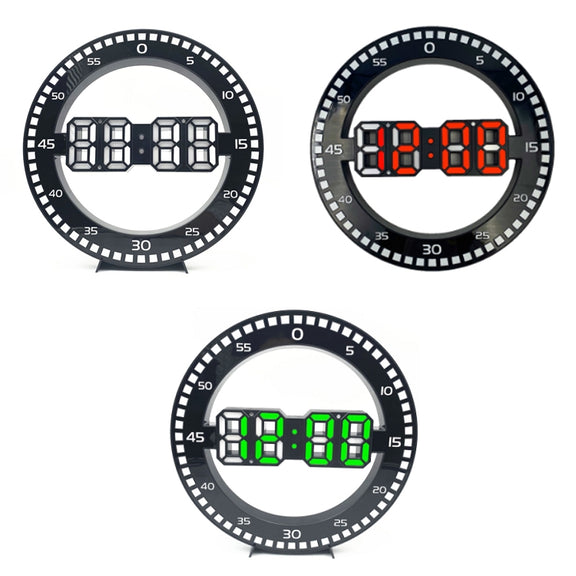 DS-3688L Living Room 3D Wall Clock Big Screen LED Electronic Clock, Colour: Black+Red