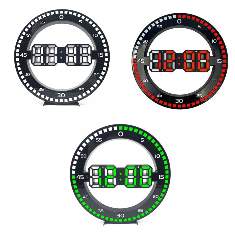 DS-3688L Living Room 3D Wall Clock Big Screen LED Electronic Clock, Colour: Second Light Black+Green