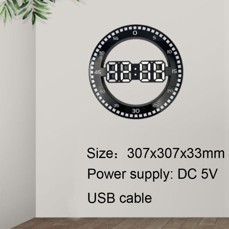 DS-3688L Living Room 3D Wall Clock Big Screen LED Electronic Clock, Colour: Second Light Black+Green