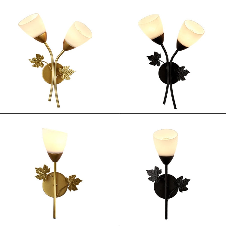 6014 Iron Wall Lights LED Bedroom Bedside Lights Postmodern Corridor Trump Light Hotel Restaurant Lighting, Power source: Without Light Bulb( Black Single Head)