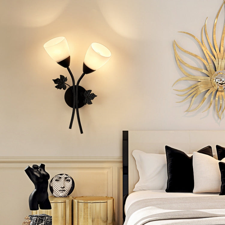 6014 Iron Wall Lights LED Bedroom Bedside Lights Postmodern Corridor Trump Light Hotel Restaurant Lighting, Power source: Without Light Bulb( Black Single Head)