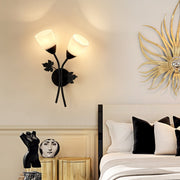 6014 Iron Wall Lights LED Bedroom Bedside Lights Postmodern Corridor Trump Light Hotel Restaurant Lighting, Power source: Without Light Bulb( Black Single Head)