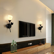 6014 Iron Wall Lights LED Bedroom Bedside Lights Postmodern Corridor Trump Light Hotel Restaurant Lighting, Power source: Without Light Bulb( Black Single Head)
