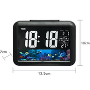 Color Screen Children Electronic Alarm Clock LCD Bedside Alarm Clock(Black Whale)