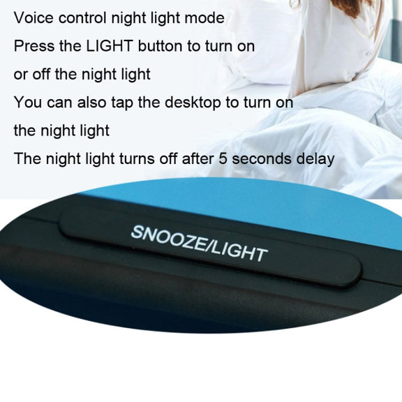 Color Screen Children Electronic Alarm Clock LCD Bedside Alarm Clock(Black Whale)