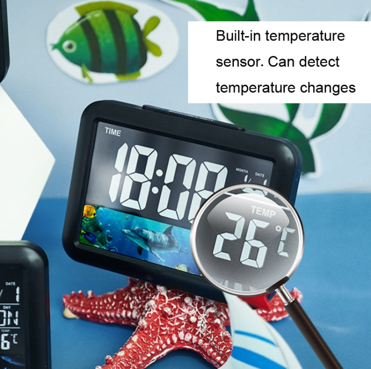 Color Screen Children Electronic Alarm Clock LCD Bedside Alarm Clock(Black Shell Universe)