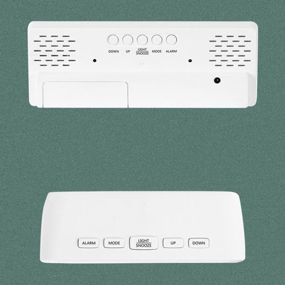 Mirror Bedside Alarm Clock Battery Plug-In Dual-Purpose LED Clock, Colour: Arc-shaped Black Shell (Mirror White Light)