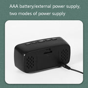 Mirror Bedside Alarm Clock Battery Plug-In Dual-Purpose LED Clock, Colour: Arc-shaped Black Shell (Black Surface Red Light)
