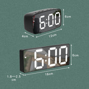 Mirror Bedside Alarm Clock Battery Plug-In Dual-Purpose LED Clock, Colour: Arc-shaped Black Shell (Black Surface Red Light)