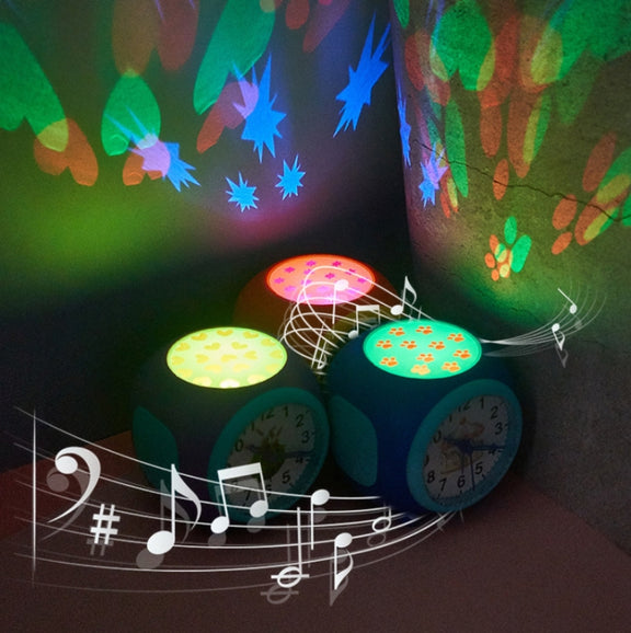 Children Romantic Starry Sky Projection Music Pointer Alarm Clock(Orange)