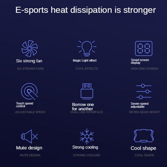 COOLCOLD RGB Notebook Radiator Six Fan Adjustable Laptop Cooling Base 5V Speed  Colorful Version