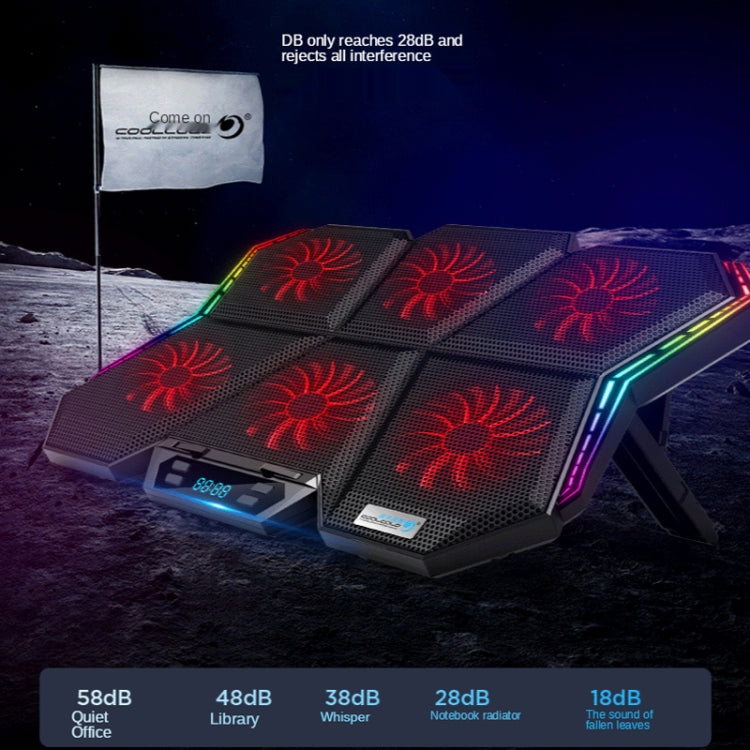 COOLCOLD RGB Notebook Radiator Six Fan Adjustable Laptop Cooling Base 5V Speed  Colorful Version