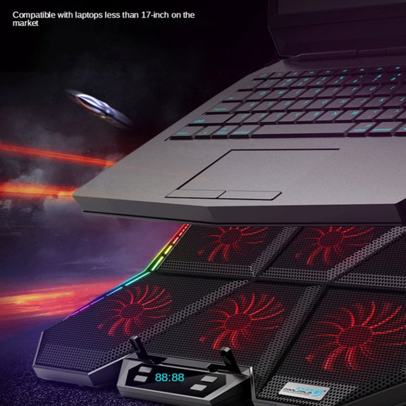 COOLCOLD RGB Notebook Radiator Six Fan Adjustable Laptop Cooling Base 5V Speed  Colorful Version